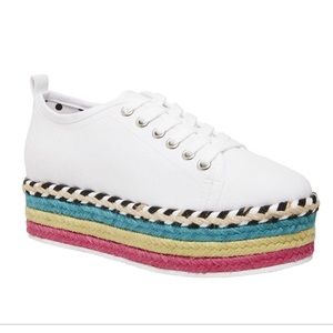 Betsy Johnson white rainbow platform sneakers